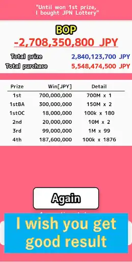 Play Until won 1st prize, I bought JPN Lotto[Simulator] as an online game Until won 1st prize, I bought JPN Lotto[Simulator] with UptoPlay